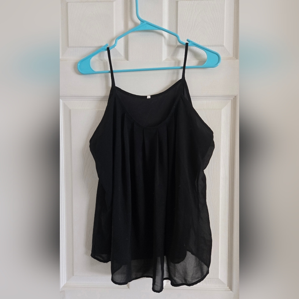Elegant Black Women's Mesh Spaghetti Strap Top